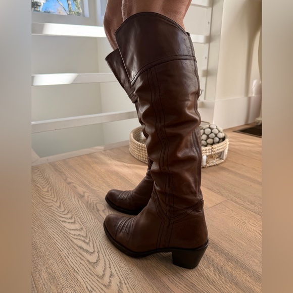 Free People Used Pura López boots over knee Cognac Cowboy Western Boho chic🌈❤️ - Picture 6 of 17